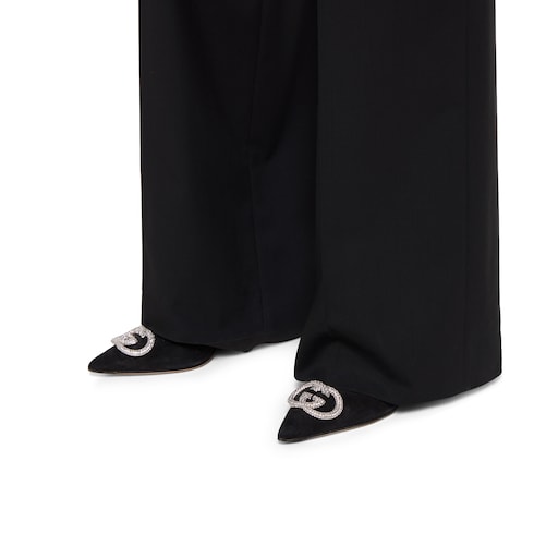 Women's pump with crystal Interlocking G