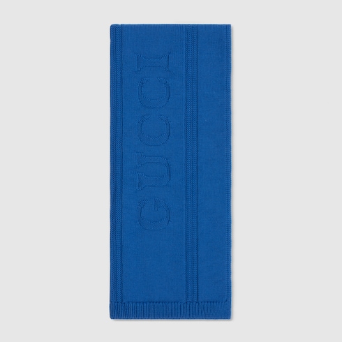 Knit wool scarf with Gucci logo