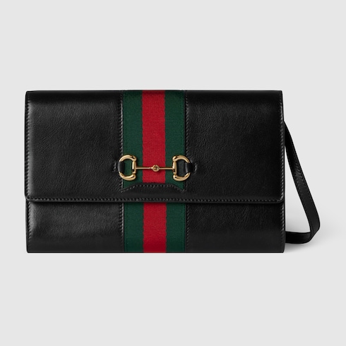 グッチ GUCCI ホースビット フラップ 長財布 グッチ ホースビット〕ストラップ付き ウェブ ウォレット ・ブラック