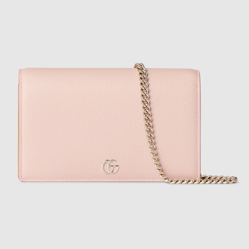 Zweifarbige GG Marmont Brieftasche mit Kettenriemen