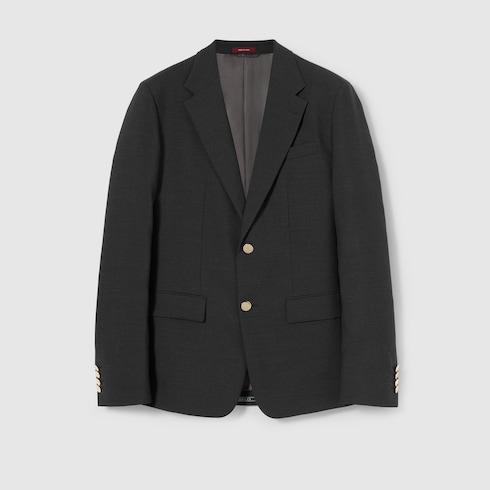 Veste à simple boutonnage en laine à liseré