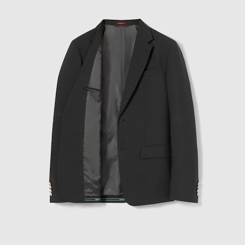 Veste à simple boutonnage en laine à liseré