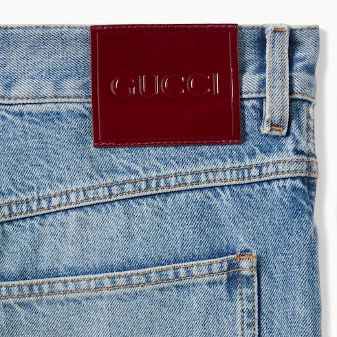 Slim fit cotton denim trousers