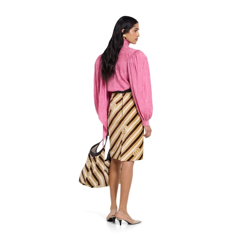 Silk twill shirt with ribbon