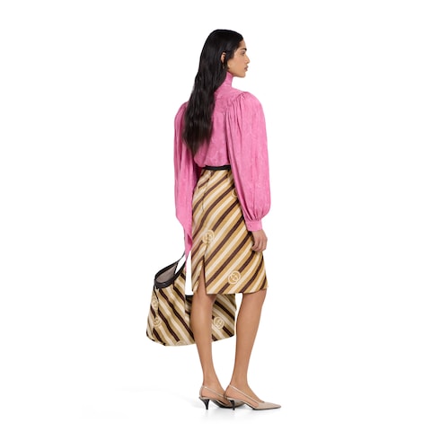 Falda midi de terciopelo con GG diagonal