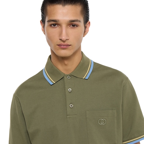 Cotton piquet polo shirt with embroidery