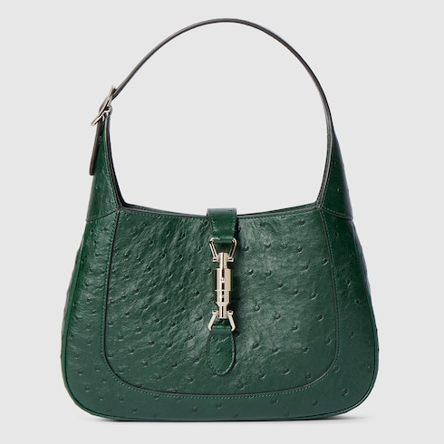 Mittelgroße Gucci Jackie 1961 Tasche aus Straußenleder