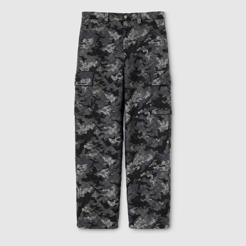 GG marbled cotton jacquard pant
