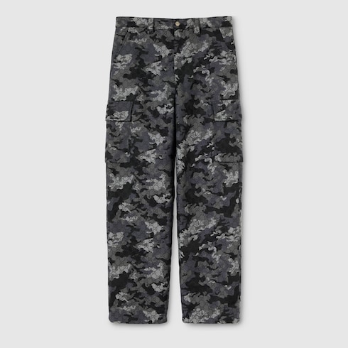 Pantalón de jacquard algodón efecto mármol GG