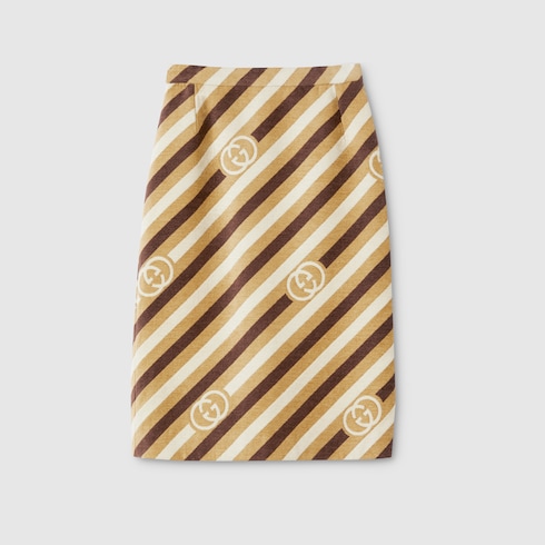 Jupe midi en chenille de velours à motif GG en diagonale