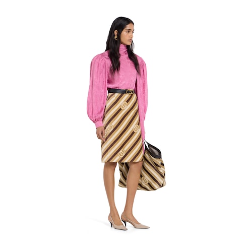 Falda midi de terciopelo con GG diagonal