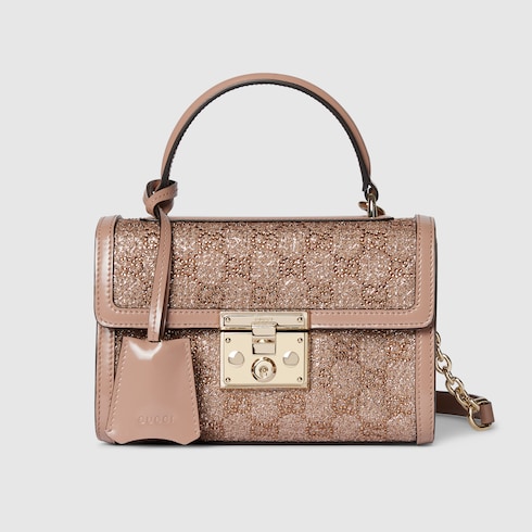 Padlock crystal small top handle bag