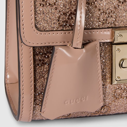 حقيبة Padlock صغيرة الحجم بمقبض علوي مزيّنة بالكريستال