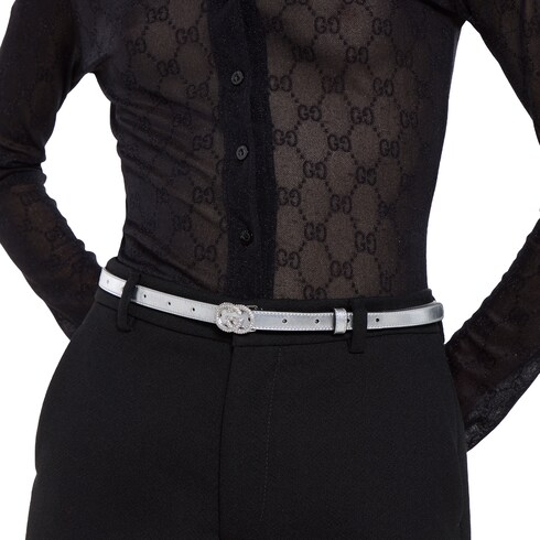 Cinturón fino con hebilla de GG entrelazada