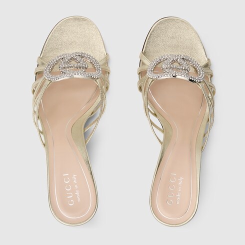 Sandalia GG entrelazada cristales de mujer