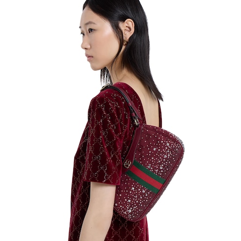 Sac à épaule Ophidia avec cristaux petit format