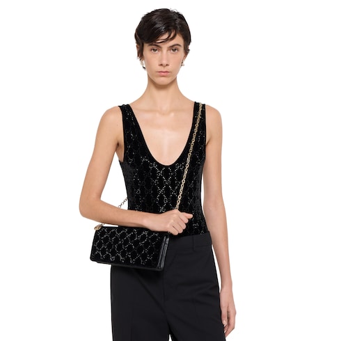 Brieftasche mit GG Kristallen und Kettenriemen