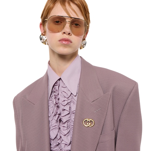 Gucci Interlocking crystal brooch