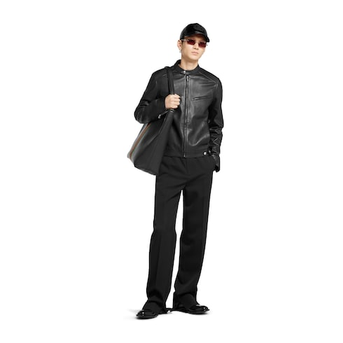 Veste zippée en cuir doux