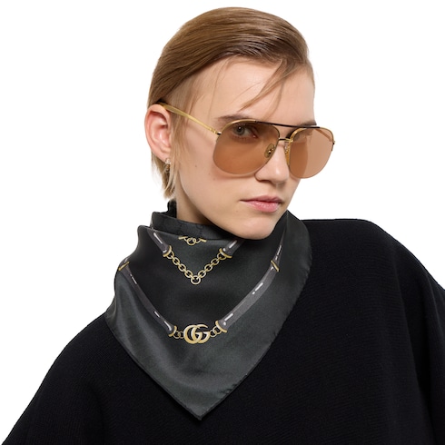 Pañuelo de jacquard de seda con GG estampada