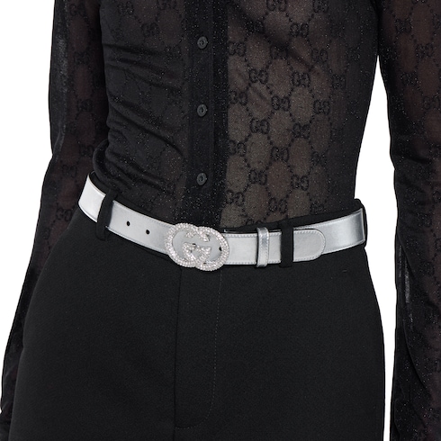Thin belt with Interlocking G buckle