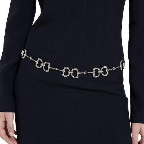 饰水晶马衔扣窄版腰带