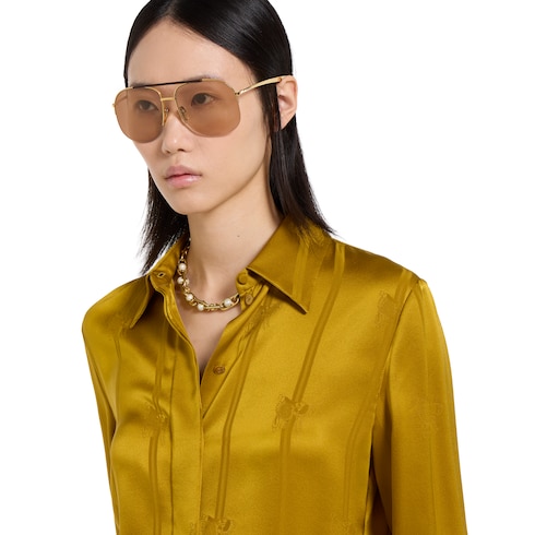 Equestrian silk jacquard shirt