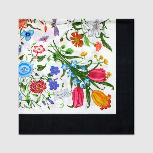 Printed silk wool shawl