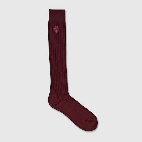 Knit cotton socks with embroidery