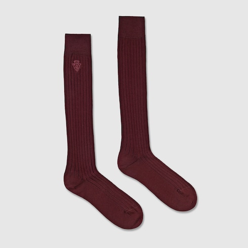 Knit cotton socks with embroidery