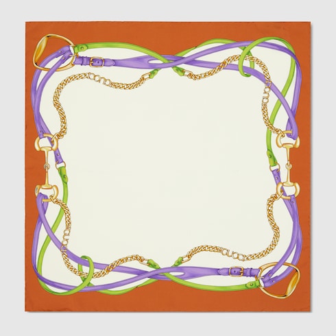 Pañuelo cuadrado jacquard seda estampado GG