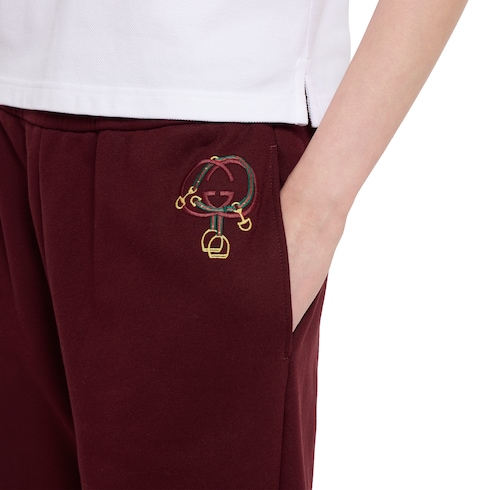 Cotton jersey leisure pants with embroidery