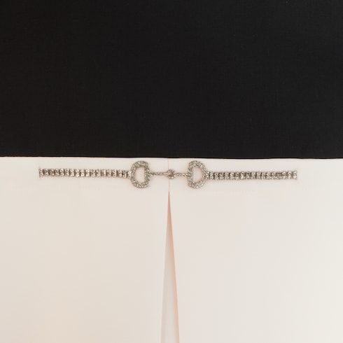 饰水晶马衔扣桑蚕丝羊毛混纺连衣裙