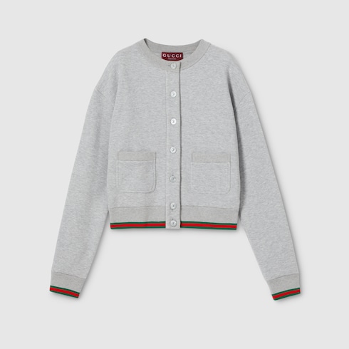 Cardigan in jersey di cotone con Web 