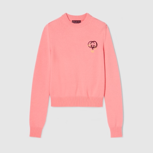 Wool cashmere sweatshirt with embroidery