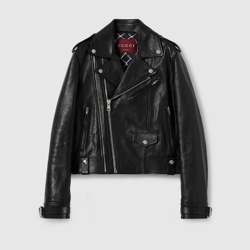 Veste en cuir brillant lisse 