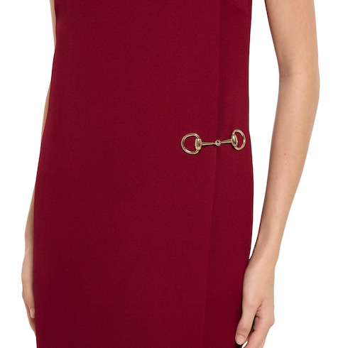 饰马衔扣细节貂毛连衣裙