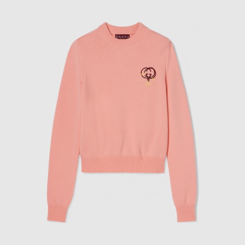 Sweatshirt en mélange laine et cachemire avec broderie