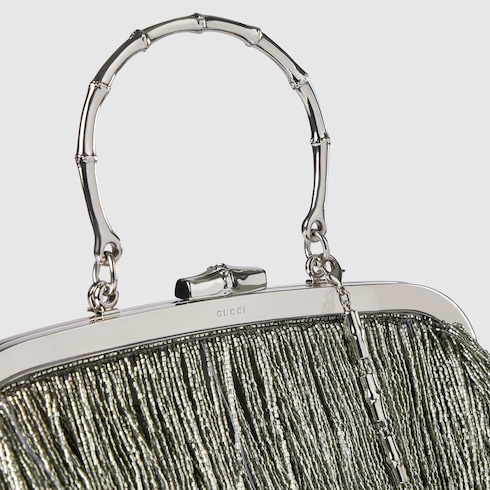 Crystal fringe medium evening top handle bag