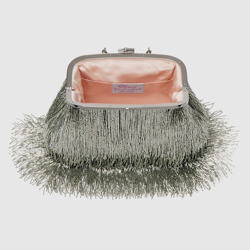 Crystal fringe medium evening top handle bag