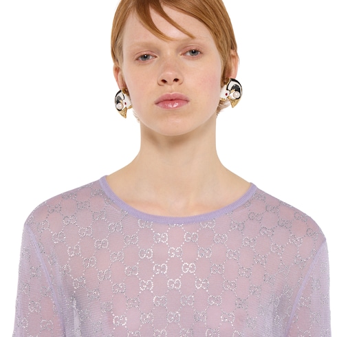 T-shirt en soie fine avec cristaux GG