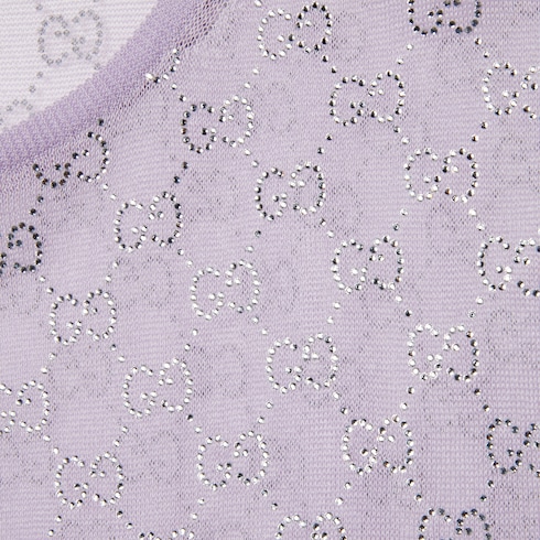 T-Shirt aus feiner Seide mit GG Kristallen