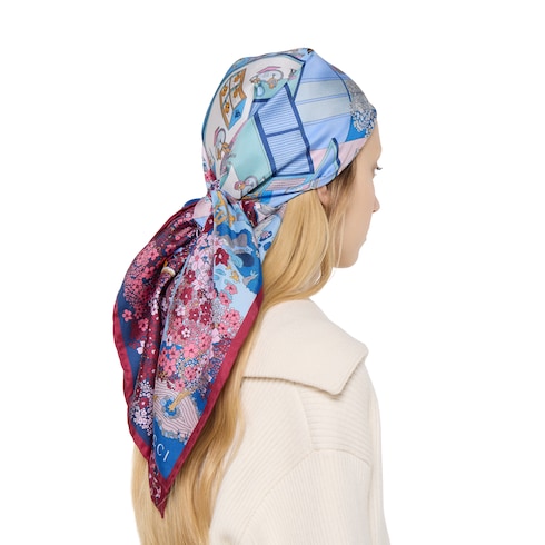 Pañuelo cuadrado de sarga de seda estampada