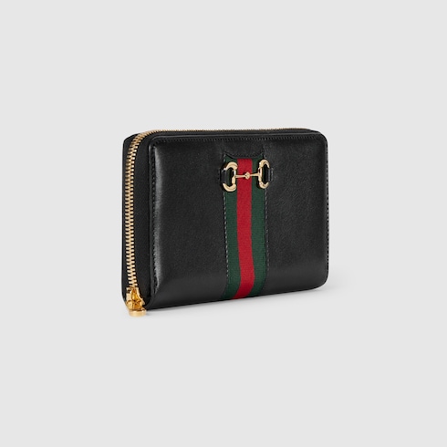 Gucci Horsebit Web Brieftasche mit Rundumreißverschluss