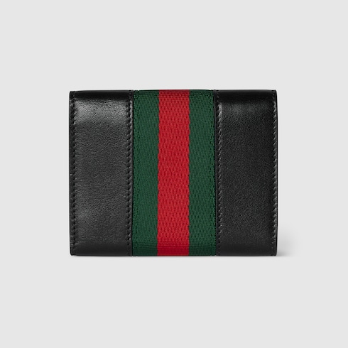 グッチ ホースビット〕ウェブ スモール 三つ折りウォレット ・ブラック