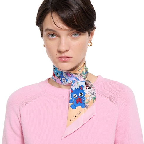 Gucci Besties Band aus Seidentwill mit Print