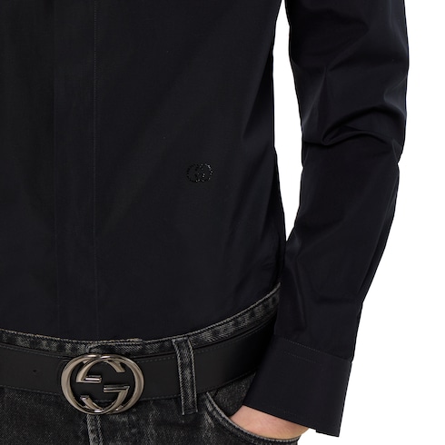 Camicia in popeline tinto in pezza 