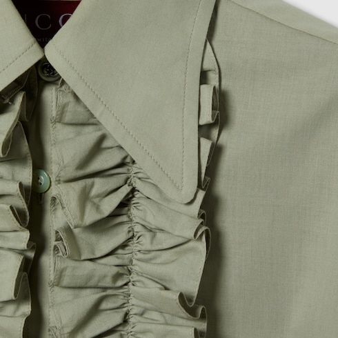 Cotton muslin shirt with ruffle trim 