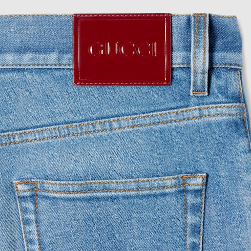 Flared stretch cotton denim pants