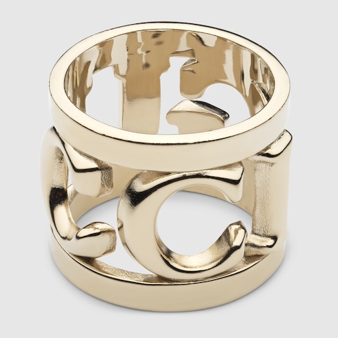 Bague carré avec logo Gucci